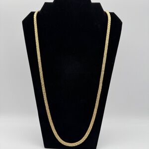 Gold-Tone Textured Link Necklace – 30.5” Chain, Retro Style